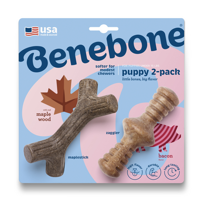 Bâtonnet d'érable pour chiots Benebone - Bacon Zaggler