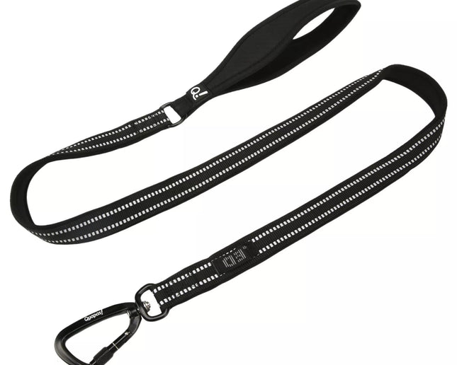 QUAPAS! Reflective padded leash Black Reflective