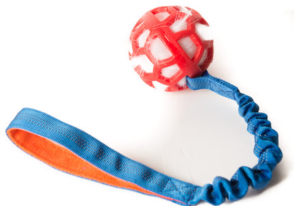 Bungee Boule Rouge - Fourrure Blanche - Poignée Bleue