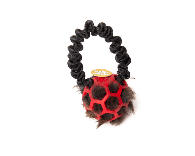 Bungee-Ring Black - Hol-EE Roller Red S - Natural Fur