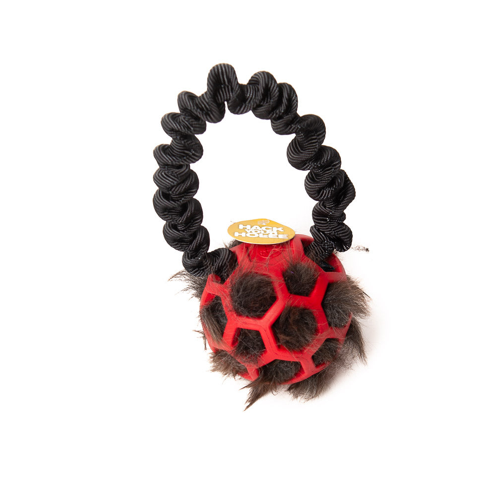 Bungee-Ring Black - Hol-EE Roller Red S - Natural Fur