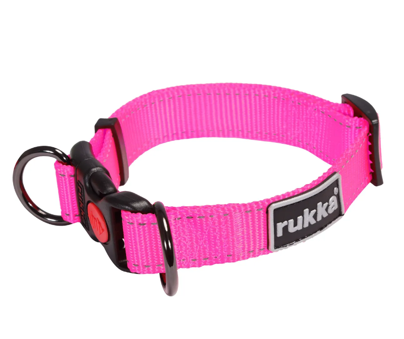 Rukka Pets BLISS DOG COLLAR | Neon Pink