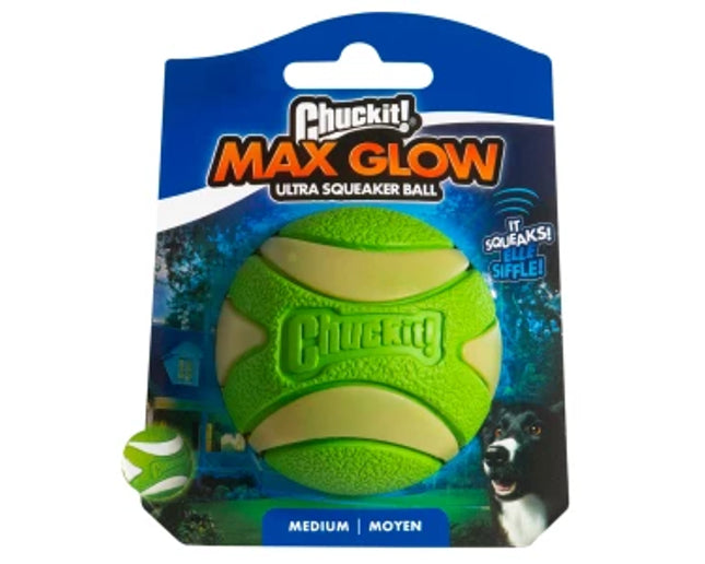 Chuckit! Max Glow Ultra Squeaker Ball M