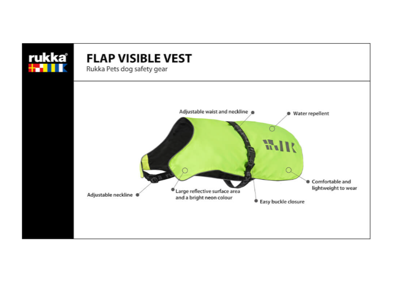 Rukka Pets Dog Safety Vest Flap Neon Yellow