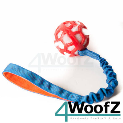 Bungee Red Ball - White Fur - Blue Handle