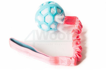 Bungee Boule Bleue - Fourrure Blanche - Manche Rose